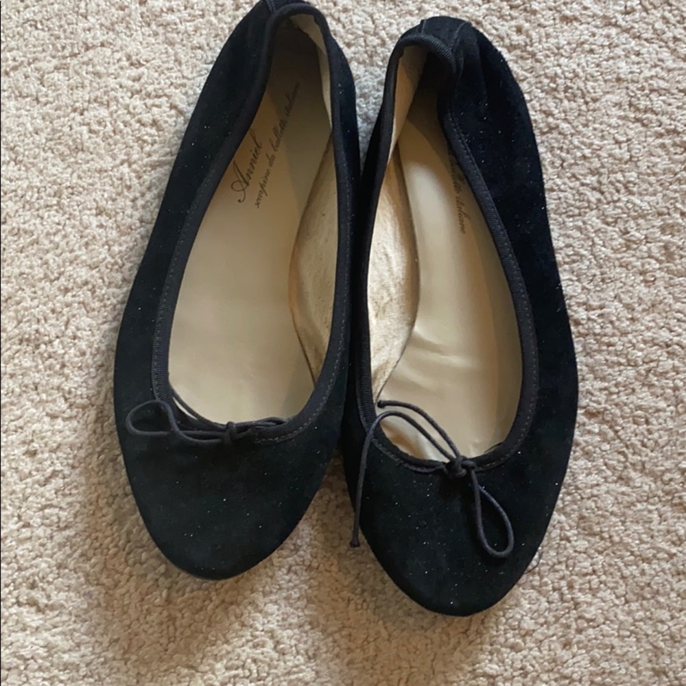 Anniel black suede sparkly ballerinas